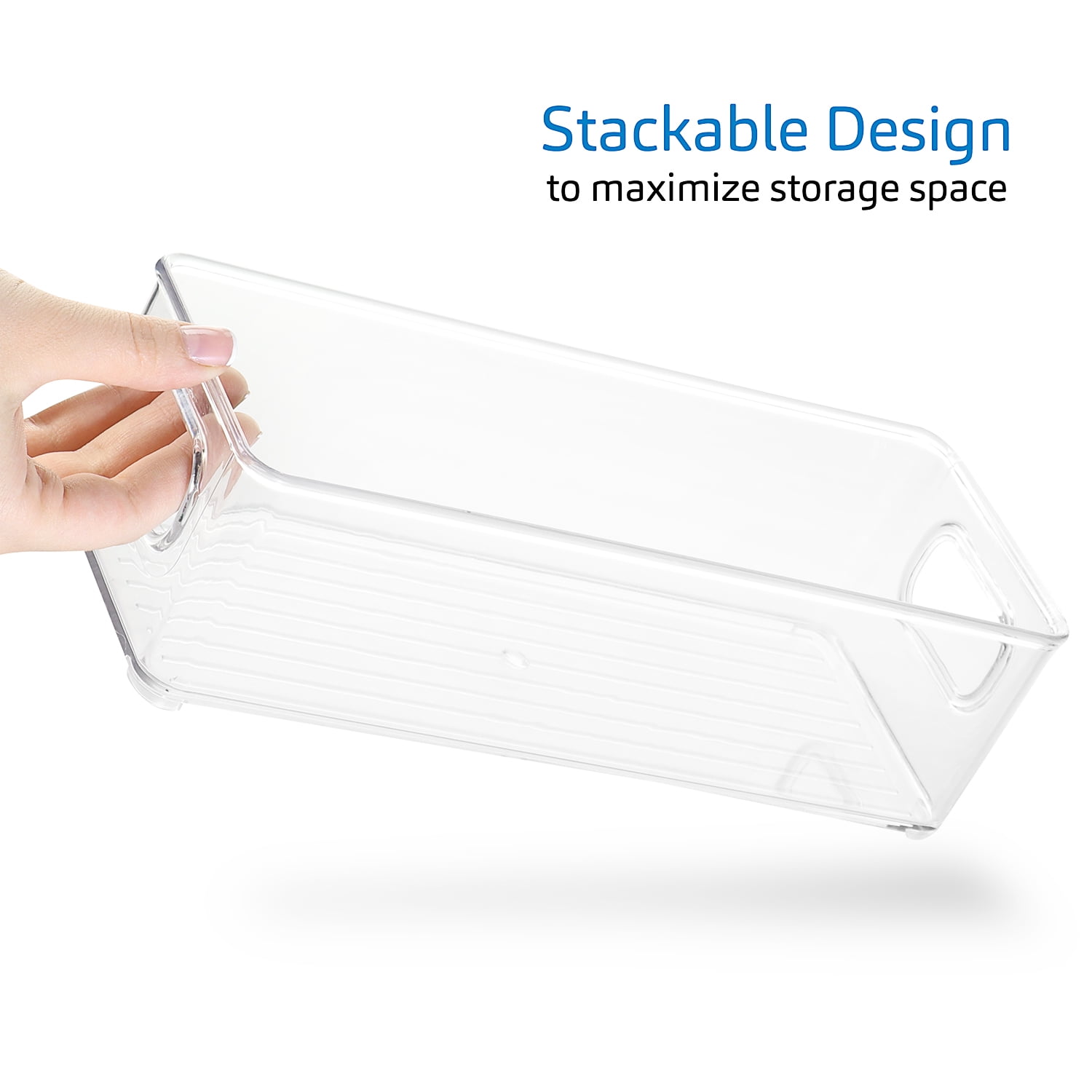 EatEx 2 Pack Clear Plastic Storage Organizer Bin with Handles for Cosmetics, 10" x 6" x 4"