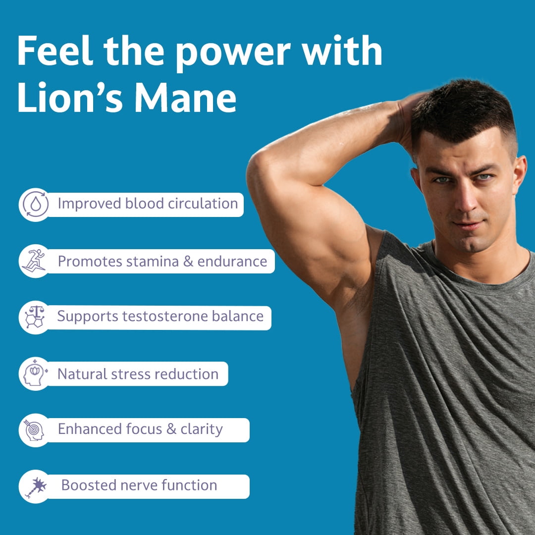 Mars by GHC Lion’s Mane Capsules with Moringa, Tongkat Ali & Cod Liver Oil, Mushroom Supplement for Focus, Memory & Brain Health Support, Pac of 1