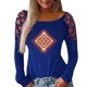 thumbnail image 1 of Tops con hombros descubiertos para mujer, blusa estampada retro con cuello redondo, camisa tipo túnica de manga larga, camisetas informales sueltas Fridja  hkj1751, 1 of 7