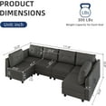 thumbnail image 2 of LLappuil Modular Sectional Sofa, Convertible 112" U Shaped Sectional Couch with Storage, Modular Sectional Sofa Couch for Living Room, Faux Leather Fabric Waterproof 6 Seat Sectional Sofa Gray, 2 of 7