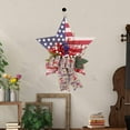 thumbnail image 4 of Hwkond Independence Day Decor 4th Of July Patriotic Welcome Sign - Wooden Independence Day Wreath White Blue Red Bow Wreath For Memorial Day Door Sign Hanging Decoration on Clearance, 4 of 6