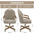 thumbnail image 4 of Chromcraft Douglas Swivel Tilt Dining Chairs with Casters – Comfortable Cushioned Seats, Walnut Wood Accents, Light Sand Metal, 1 piece set, 4 of 10