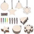 thumbnail image 1 of 40 adornos navideños de madera en rodajas de madera sin terminar con agujeros para manualidades infantiles, centros de mesa, decoraciones colgantes navideñas, 4 estilos, 1 of 5