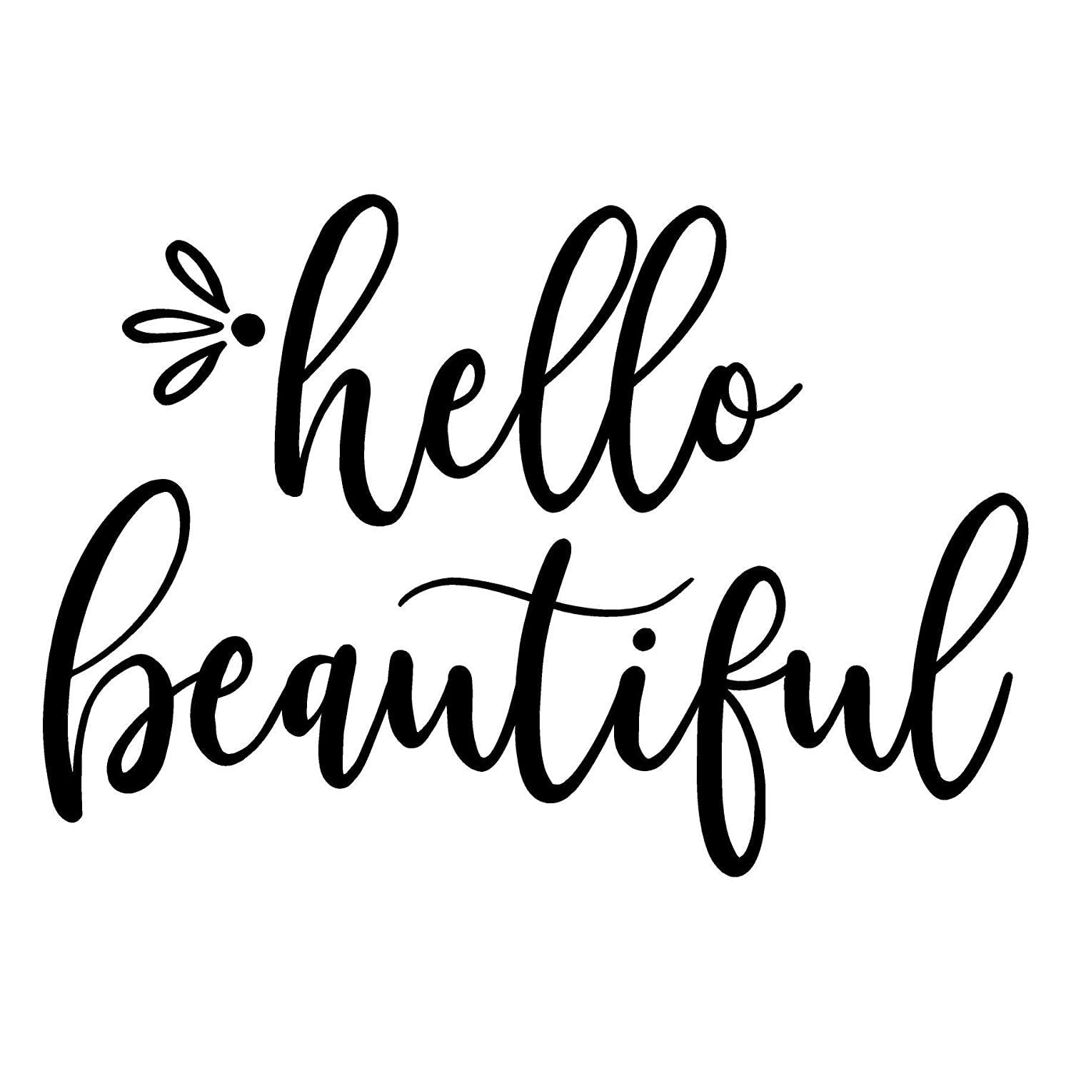Hello Beautiful Motivational Vinyl Lettering Wall Decal Sticker