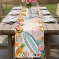 thumbnail image 4 of Coastal Beach Table Runner 70 Inches, Summer Tropical Plants Ocean Sea Beige Bed Runner Dresser Scarves Tabletop for Indoor Outdoor Parties/Ceremony/Banquet, 13" x 70", 4 of 9