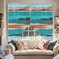 thumbnail image 2 of Abstract Turquoise Swag Curtain Valance for Windows, Brown Ombre Vintage Wood Grain Window Treatments Short Swag Topper for Kitchen Windows Bathroom Bedroom, 36"x36", 2 of 8