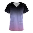 thumbnail image 4 of EGNMCR Hauts de Sarrau d'Infirmière pour Femmes Mode à Imprimé Dégradé Uniforme de Travail Manches Courtes Col en V Blouse T-shirt de Travail avec Poches, 4 of 5