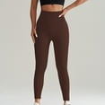 thumbnail image 2 of MIUOWANP Women's High Waist Yoga Pants Solid Color Seamless Design Fitness Training Tight Trousers Size M(6)Brown, 2 of 7