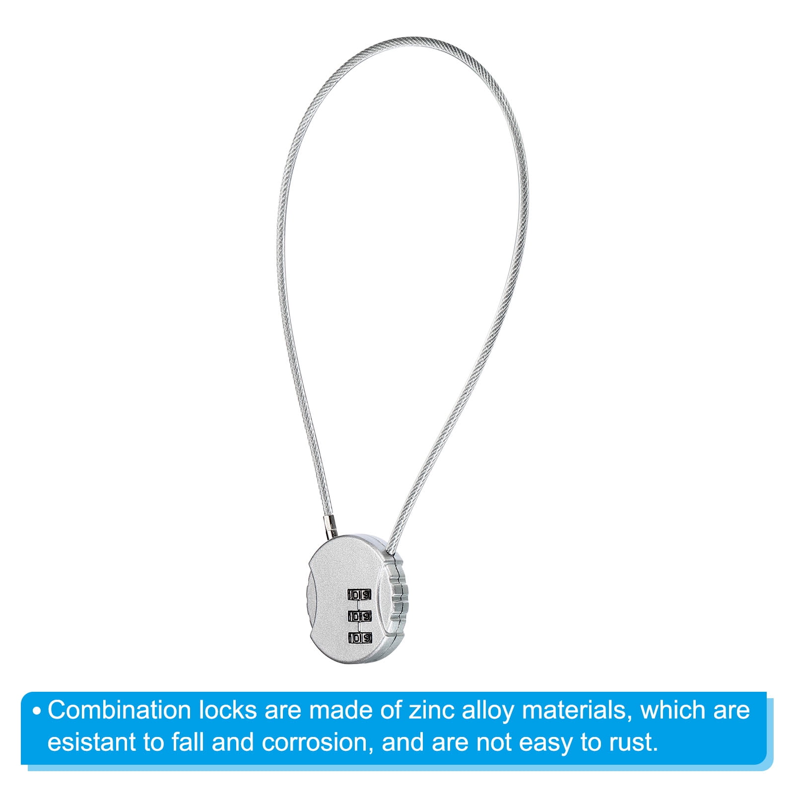 Unique Bargains Small Combination Lock 3 Digits Luggage Padlock for Gym Locker Silver