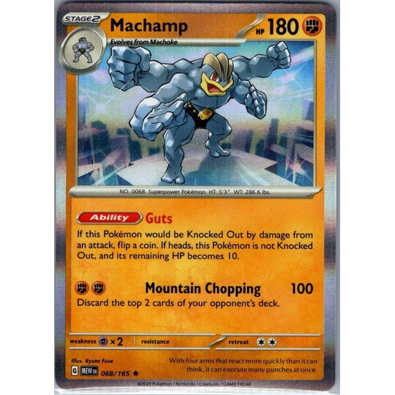 Collectible 2023 Pokemon Scarlet & Violet 151 Machamp Holo Rare #68/165 Trading Card