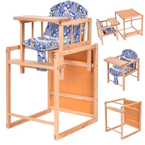 Costway 2 in 1 Solid Wooden Baby High Chair Feeding Infant Toddler