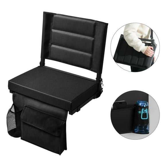 OUTMASTER Stadium Seat for Bleacher with Backrest. Portable for Good for Bleachers, Camping (Black)