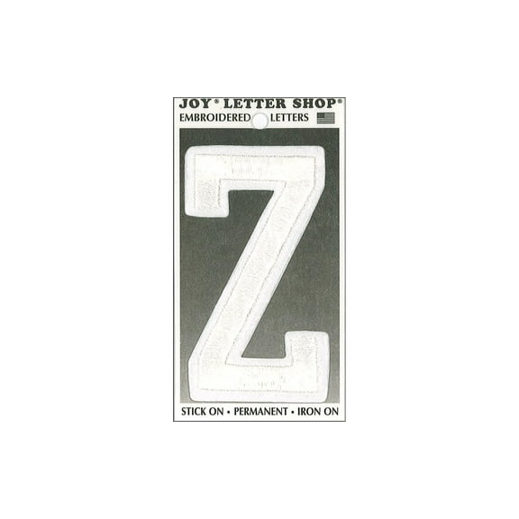 Joy Applique Letter Iron On Varsity 3" White Z
