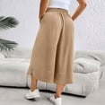 thumbnail image 6 of SHTXOZHI Womens Wide Leg Cropped Pants Drawstring Elastic Waisted Loose Capris Casual Work Trousers with Pockets, 6 of 9