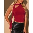 thumbnail image 2 of DARING DIVA Women's One Shoulder Sleeveless Ruched Crop Tank Top XL Red, 2 of 6