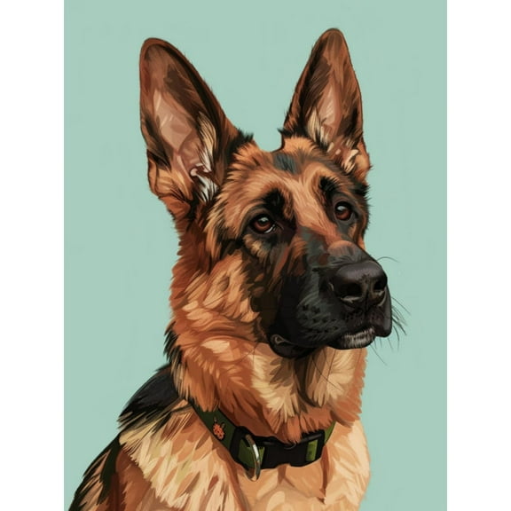 DIY 5D Diamond Art A German Shepherd Dog Paint with Full Drill Round Diamond Gems Painting by Number Kits for Adults Art Craft Home Wall Decor 11.8x15.8in