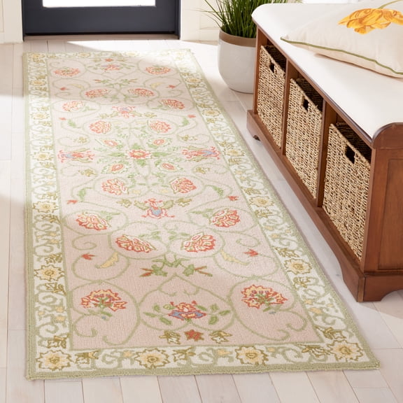 Safavieh Chelsea Harlan Bordered Wool Runner Rug, Beige/Green, 2'6" x 10'