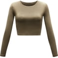 thumbnail image 1 of GHSDFBB Women's Basic Round Neck Long Sleeve Crop Top, 1 of 2