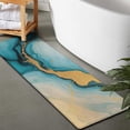 thumbnail image 2 of Blue Gold Marble Pattern Bathroom Rugs Mat,Non Slip Microfiber Bathroom Rug,Rubber Backing,Soft Bathroom Mats for Bathroom Floor,Tub and Shower,47x17in(120x43cm), 2 of 5