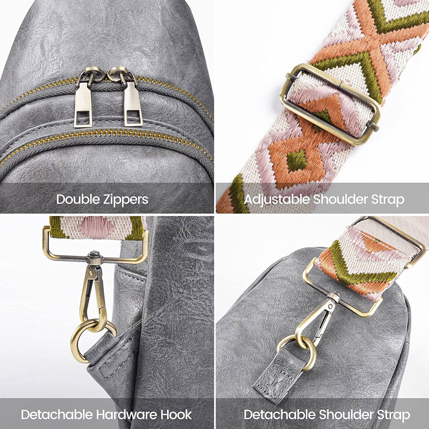 Sling Bag for Women PU Leather Sling Bags for Women Crossbody Fashion Sling Backpack Multipurpose Chest Bag for Women