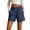 Blue#01, variant on Womens Shorts with Pockets Trendy Elastic Waist Drawstring Denim Shorts Relaxed Mid-Thigh Length Jeans for Women Comfort Stretch Solid Color Summer Shorts M
