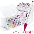 thumbnail image 1 of 96 Pack Ohuhu Alcohol-based Markers Brush Tip: Double Tipped Art Marker Set for Artists Adults Coloring Drawing Sketching - Brush Chisel Dua, 1 of 9