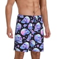 thumbnail image 2 of Pofeuu blue Skull flower Print Men's Soft Woven Elastic Waistband Sleep Pajama Short-4X-Large, 2 of 6