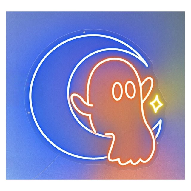 Letrero De Neón Luna Fantasma, Ideal Para Halloween, Perfecto Para Decorar La Pared Tu Habitación, El Dormitorio 50cm