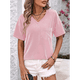 thumbnail image 5 of Blusas de Verano con Cuello en V para Mujer, Camisetas Extragrandes, Blusas de Corta para Mujer, Atuendos Informales Elegantes para el Trabajo. Rosa XL, 5 of 8