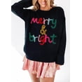 thumbnail image 3 of CURBODO Women's Merry & Bright Christmas Sweaters Long Sleeve Crewneck Graphic Pullover, 3 of 5