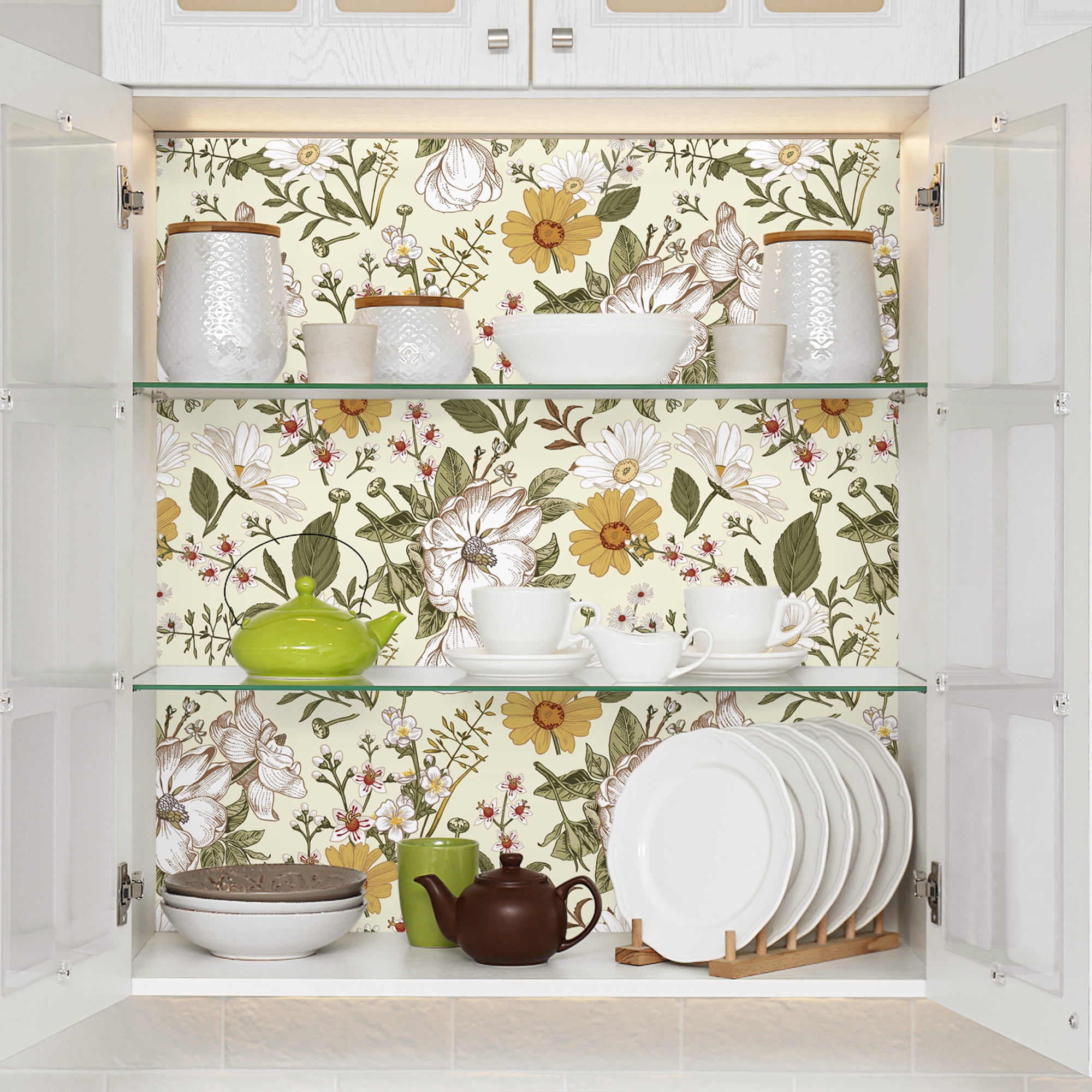 UMIGGEE 17.7-in x 236-in Flower Wallpaper Daisy Multicolor Peel and Stick Wallpaper Self Adhesive Wall Paper Contact Paper for Home Mural Wall Decor Wall Covering Old Furniture Renovation