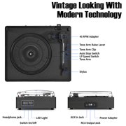 Udreamer Vinyl Record Player with Bluetooth, All In One 3-Speed Vintage Audio Turntables,Black