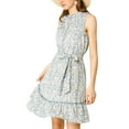 thumbnail image 2 of INSPIRE CHIC Junior's Floral Half Placket a-Line Belted Sleeveless Dress, 2 of 6