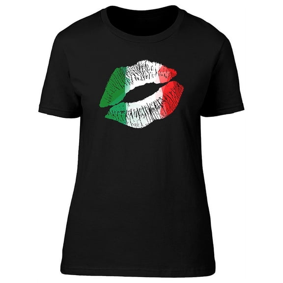 Italian Flag Lipstick Kiss T-Shirt Women -Image by Shutterstock, Female XX-Large