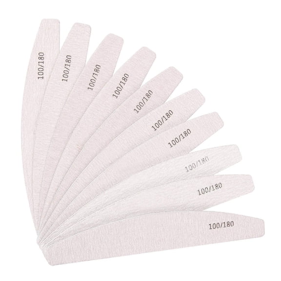 10 Pack 100/180 Grit Nail Files, Double Sided Emery Boards for Acrylic and Natural Nails, White, TIKA