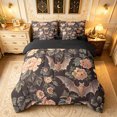 thumbnail image 3 of Erosebridal Gothic Floral Full Size Bedding Sets, Bat Rose Full Size Bed in a Bag, Brown Green, Black Reversible, 7 Pieces, 3 of 6