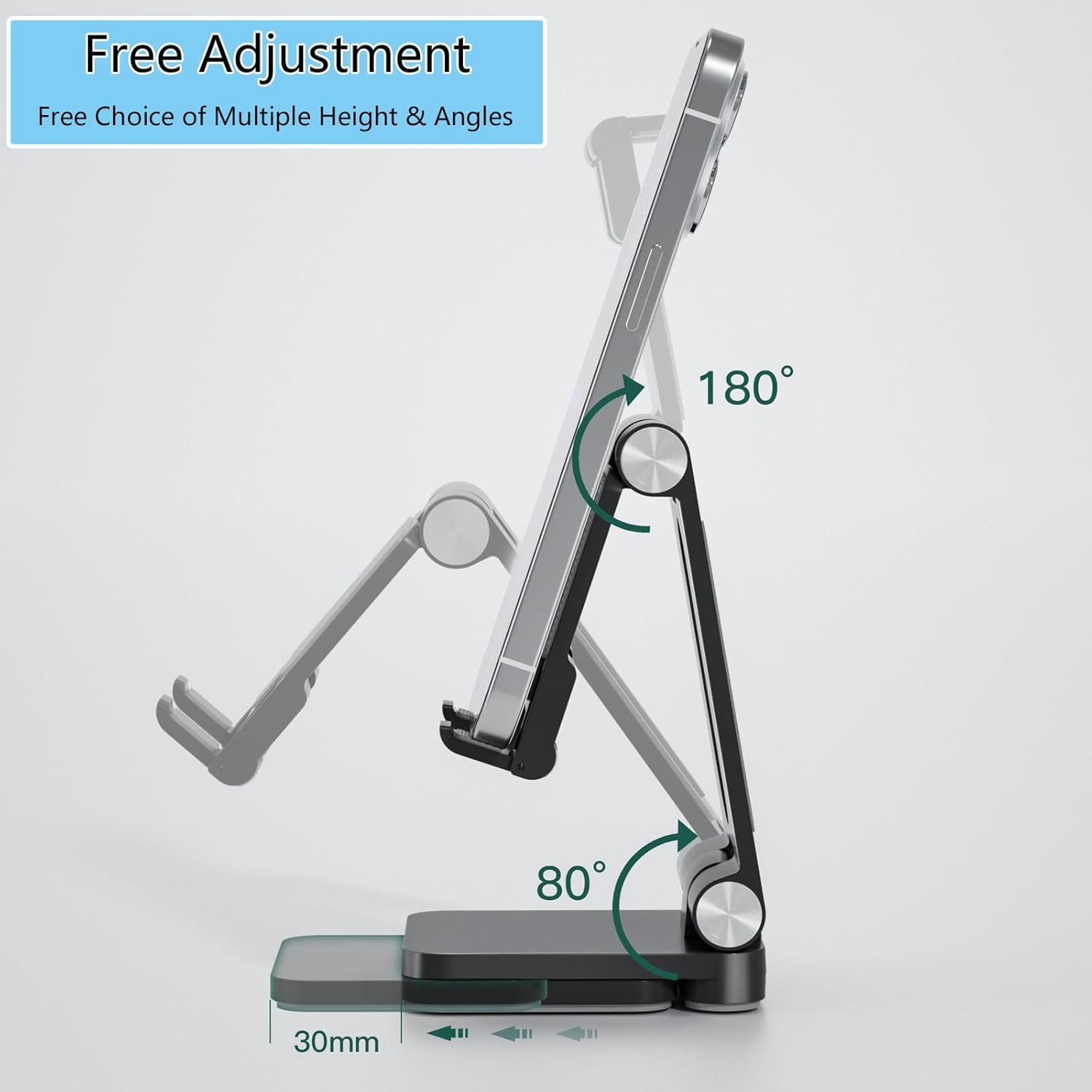 NEOYFC for Cell Phone Stand,Laptop Stand, Adjustable Height and Angle Foldable Cell Phone Stand Holder for Desk, Taller for iPhone Stand Compatible with 4-11" Smartphones iPad Tablet Laptop (Black)