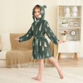 thumbnail image 4 of FORMRS Niños Bathrobe Unisex Hooded Robe Soft Plush Pajamas Sleepwear, Size 7-9T, Beige Christmas Trees, 4 of 7