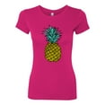 thumbnail image 2 of Wild Bobby, Trendy Tropical Pineapple, Fashion, Women Slim Fit Junior Tee, Raspberry, X-Large, 2 of 4