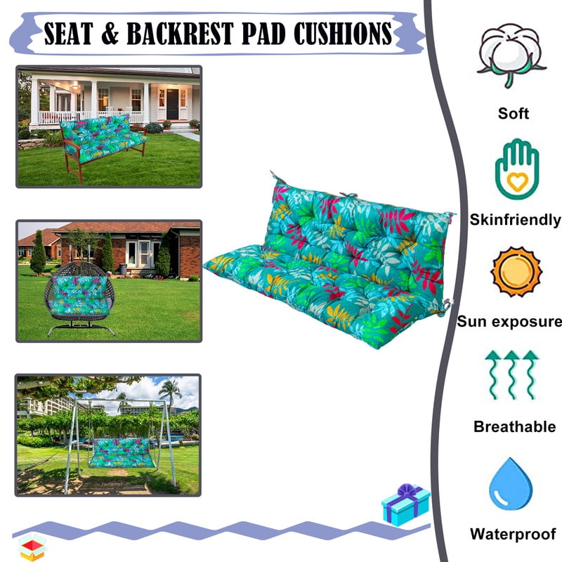 XXLYY Porch Swing Cushions, Waterproof Swing Replacement Cushions with Backrest and Ties, Garden Bench Seat Cushion, Outdoor Porch Patio Swing Non-Slip Chairs Pad