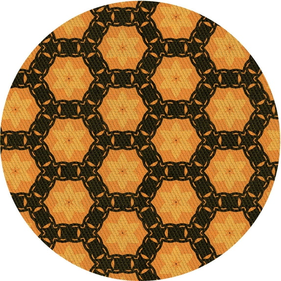 Ahgly Company Machine Washable Indoor Round Transitional Night Red Area Rugs, 4' Round