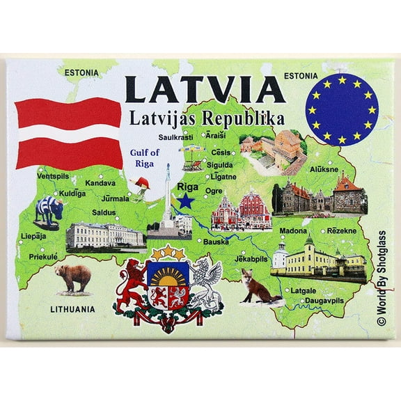 Latvia EU Series Souvenir Fridge Magnet 2.5" X 3.5"