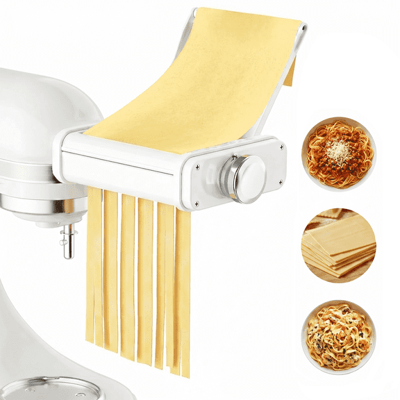 TOCOKEID 3-in-1 Pasta Attachment for KitchenAid Stand Mixers, Pasta Maker with 8 Thickness Settings and Anti-Jam Guide Plate