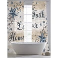 thumbnail image 5 of Vintage Country Sheer Curtains 96 Inch Length 2 Panels Set Window Treatments, Blue Rustic Texas Star Vines Wooden Grain Rod Pocket Semi Curtains for Living Room/Bedroom/Kitchen Décor, 104"W x 96"L, 5 of 7