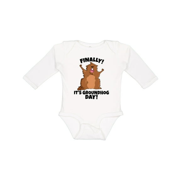 Inktastic Finally it's Groundhog Day Boys or Girls Long Sleeve Baby Bodysuit