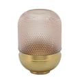 thumbnail image 6 of Textured Glass Vase with Metal Base for Living Room Decor - Contemporary Flower Vase for House or Table Centerpiece - Modern Accent for Home, Entryway, Bedroom, or Office Display - 12", Pink & Gold, 6 of 8