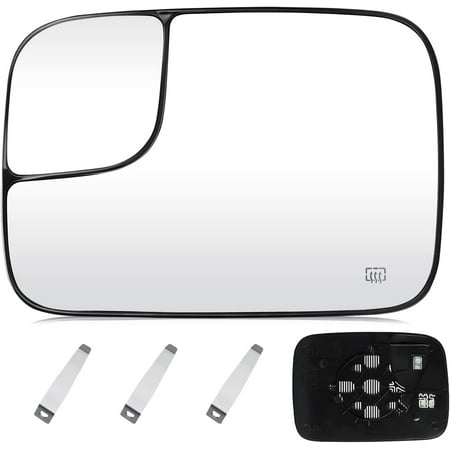 Driver Side Towing Mirror Glass Replacement For 05-09 Dodge RAM 1500, 2500, 3500 (Heated Defrost)