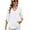 V Neck-White, variant on XCHQRTI Womens Chiffon Blouse Ruffle 3/4 Sleeve Tops Casual Solid Color Crewneck Tshirts