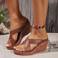 thumbnail image 4 of Rokment Women's Cork Footbed Wedges Dressy Slippers Sandals Stylish Casual Cross-Band Leather Platform Chunky Slip on High Heels Beach Summer Dress Slides Shoes Brown Size 9, 4 of 7