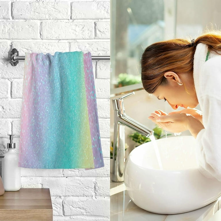 GZHJMY Rainbow Glitter Texture Print Pure Cotton Hand Towels for Bath Decorative Guest Towels Fingertip Towels for Bathroom Spa Gym 2 Piece 16 x 28 inches 161 Walmart